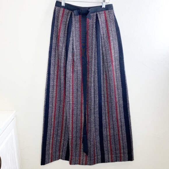 Vintage Tweed Striped Preppy Maxi Skirt - Picture 1 of 7